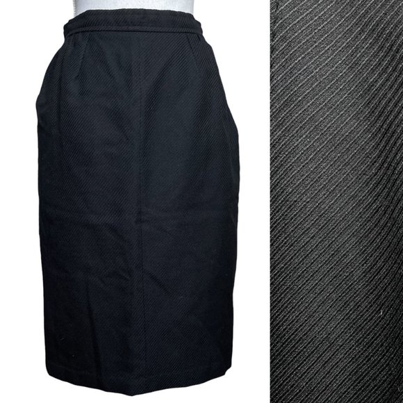 YSL Yves Saint Laurent Skirt 12 Rive Gauche Ribbed Diagonal Pencil Straight - Picture 1 of 14